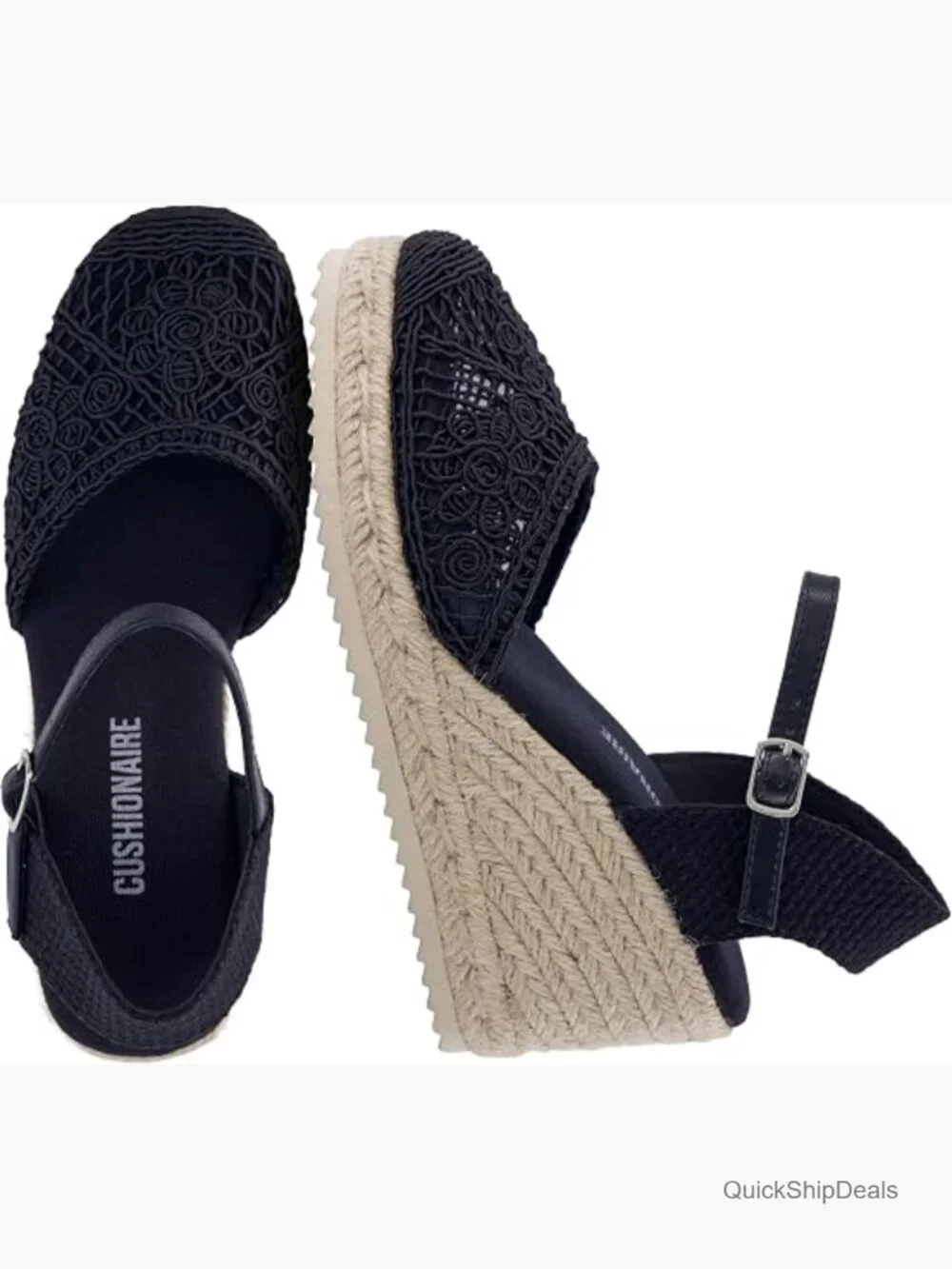 Espadrille Wedge Sandals with Ankle Strap and Cushioned Footbed